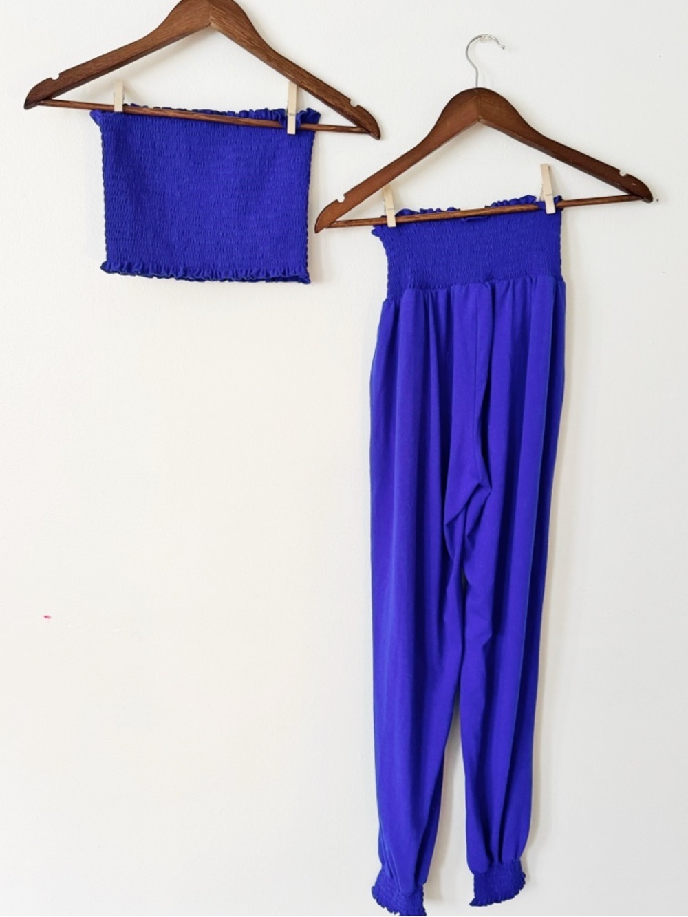 Zenana Outfitters Royal Blue Smocked Strapless Set small - Picture 4 of 4